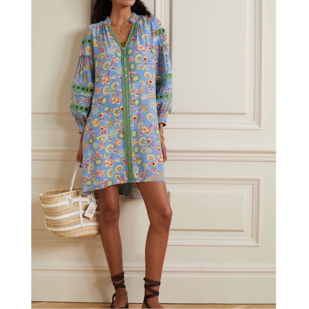 Diane Von Furstenburg Jessica Embroidered Mini Dress Sz L